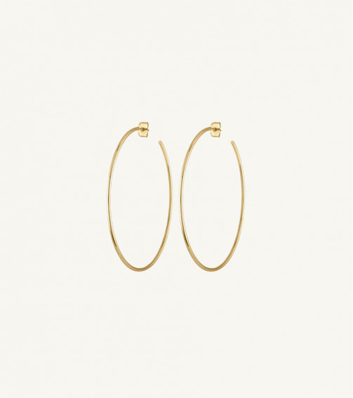 Golden Brass Long Round Earrings